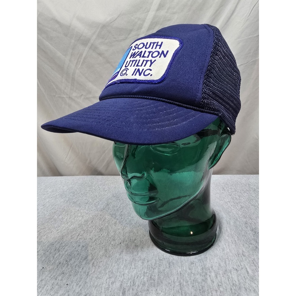 Vintage blue snapback trucker hat patch- South Walton Utility Co. Inc. FLordia